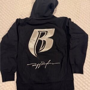 Supreme Black Hoodie with Ruff Ryders logo